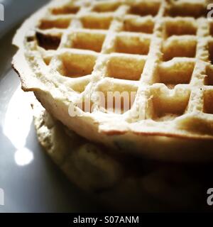 Waffles on white plate Stock Photo