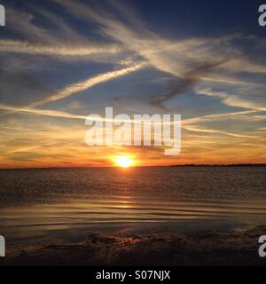 Sunset from Honeymoon Island, FL. Stock Photo