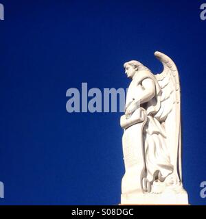 A sculpture of Saint Raphael Archangel decorates the Basilica of Our Lady of Guadalupe, in the Tepeyac hill, Mexico City, Mexico Stock Photo