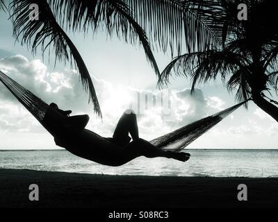 Man in Hammock , Belize Stock Photo