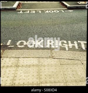 Look left and look right - painted signs in road surface