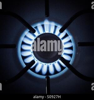 Gas burner on stove top Stock Photo