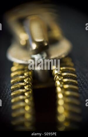 Metal fastener or zipper Stock Photo