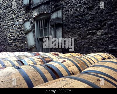 Bourbon barrels at Woodford Reserve Distillery in Versailles, Kentucky Stock Photo