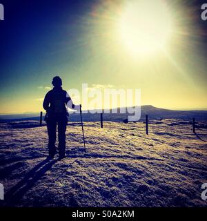 Looking towards Titterstone Clee Hill on a winters day, Shropshire, England, UK Stock Photo