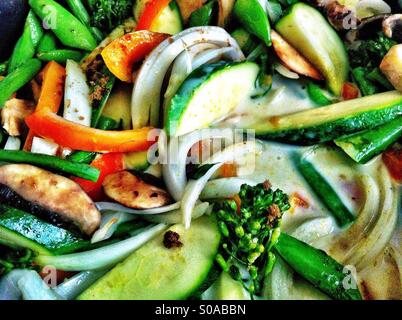 Colorful vegetable curry in coconut milk Stock Photo