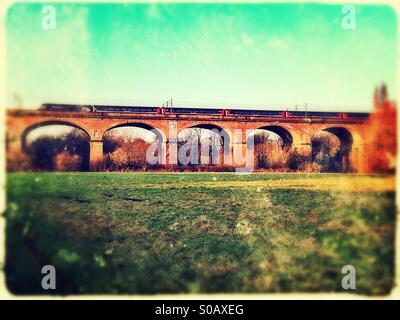 Train passing over the Wharncliffe viaduct, Hanwell, London Borough Of Ealing, West London, England, United Kingdom, Europe Stock Photo