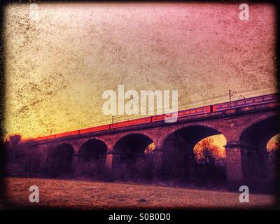 Wharncliffe viaduct across the Brent meadow, Hanwell, London Borough Of Ealing, England, United Kingdom, Europe Stock Photo