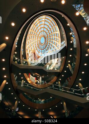 Looking up inside Liverpool's new, award-winning Central Library. Stock Photo