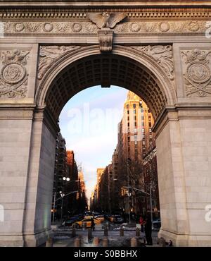 Washington Square Arch, also called the Washington Arch, in Washington Square Park, Lower Manhattan, New York City, USA. Stock Photo