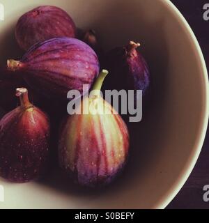 Fresh figs in round bowl Stock Photo
