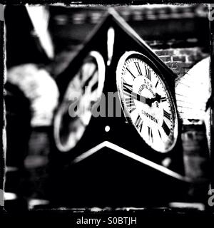 Clock in Paddock Wood train station, Borough of Tunbridge Wells, Kent, England, United Kingdom, Europe Stock Photo