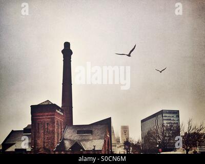 Modern and old buildings at Albert Docks in Liverpool Stock Photo