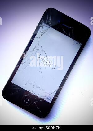 iPhone 4S with broken screen Stock Photo
