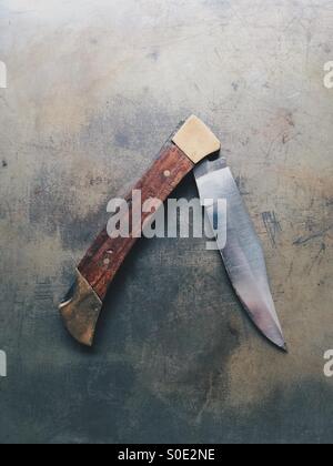 Old folding pocket knife Stock Photo