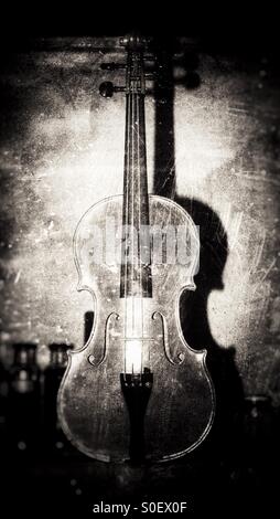 Violin in bw with shadow Stock Photo