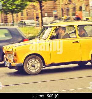 A Trabant car touring Berlin in Germany Stock Photo
