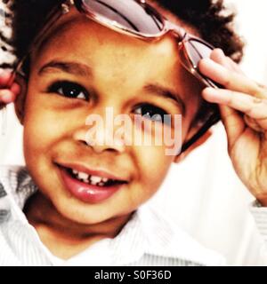 Little boy with sunglasses Stock Photo