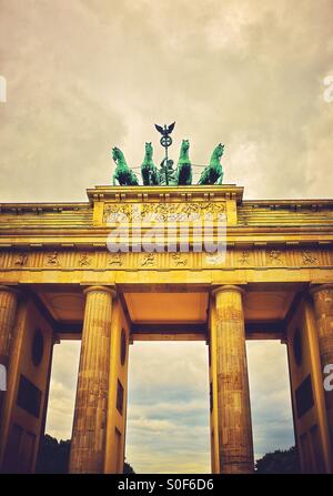 The Quadriga at the top of The Brandenburg Gate in Berlin Germany Europe Stock Photo