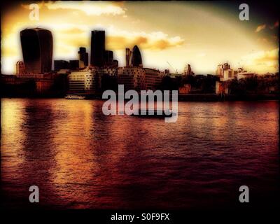 The City of London's skyline showing the River Thames, Central London, England, United Kingdom, Europe Stock Photo