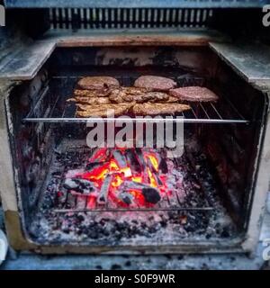 Barbecue made from an old oven Stock Photo
