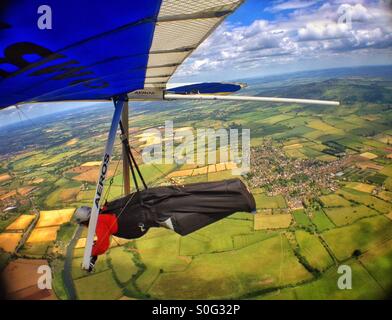 Hang gliding above Worcestershire. Stock Photo