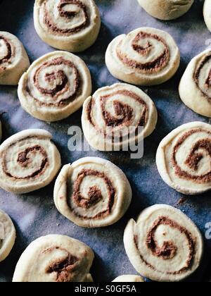 Swedish cinnamon rolls ready for baking Stock Photo