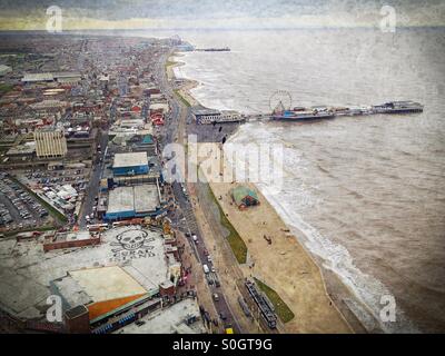 View from the top of Blackpool Tower towards Central Pier Stock Photo