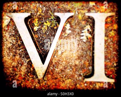 Roman numerals for Number 6, Holland Park, West London, England, United Kingdom, Europe Stock Photo