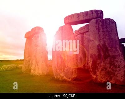 Stonehenge with lens flare Stock Photo