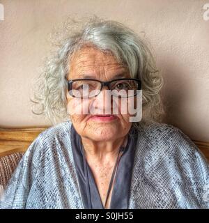 Old woman thinking, portrait Stock Photo