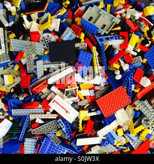 A pile of assorted Lego bricks and pieces. Stock Photo