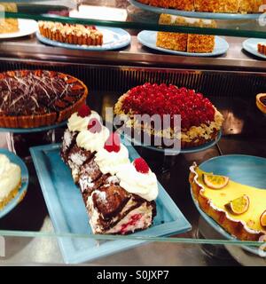 Cakes and desserts in a cafe Stock Photo