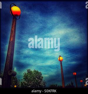 Lampposts at Sudbury Town underground station, London Borough of Brent, North West, London, England, United Kingdom, Europe Stock Photo