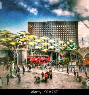 Stratford Town Centre showing the Shoal sculpture, London Borough of Newham, East London, England, United Kingdom, Europe Stock Photo