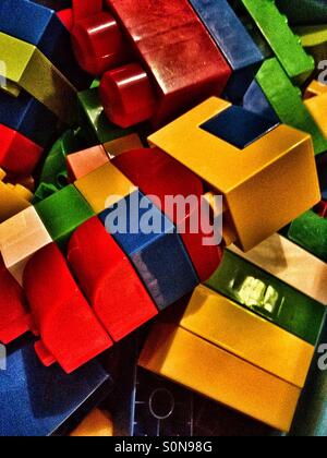 Toy plastic building blocks. Stock Photo