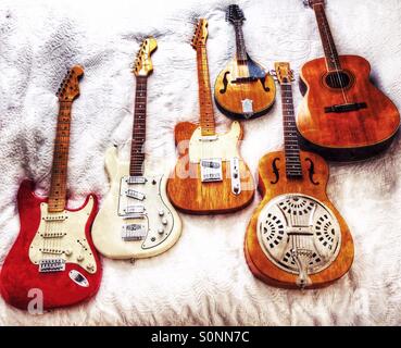 Guitars of all types Stock Photo