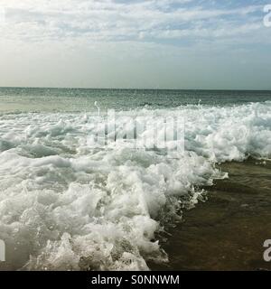 Wave surf coming in over the beach Sal Cape Verde Stock Photo