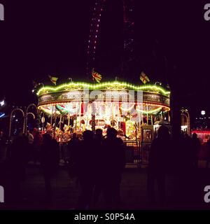 Carousel on Southbank, London at Christmas time Stock Photo