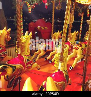 Carousel on Southbank at Christmas, London Stock Photo