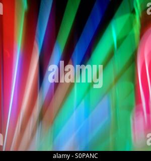 Neon lights, blurred motion, Portland, Oregon at night Stock Photo