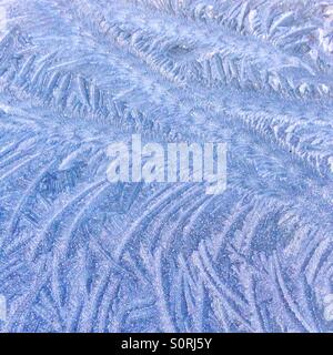 Ice crystals on window glass Stock Photo