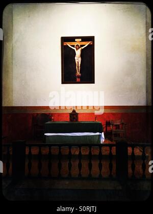 Inside the church at Mission San Luis in Tallahassee Florida Stock Photo