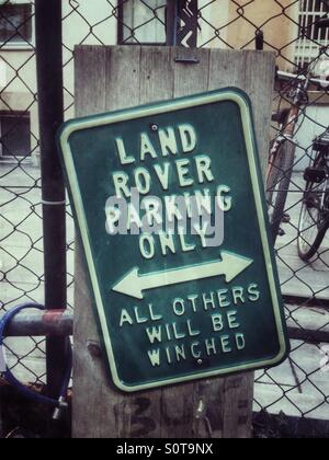 'Land Rover Parking Only' sign, United Kingdom Stock Photo: 10013739 ...