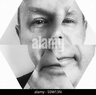 Fragmented picture of a man's face Stock Photo