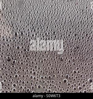 Water condensation droplets on a sheet of glass. Stock Photo