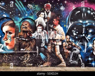 Star wars graffiti in Shoreditch near Brick Lane, London, UK Stock Photo