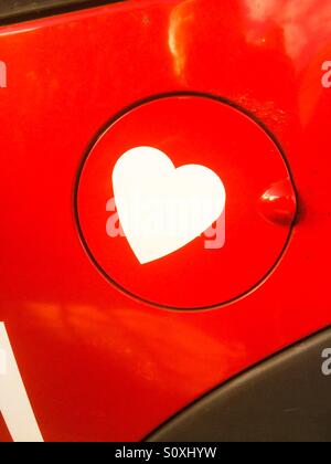 Heart on fuel cap Stock Photo