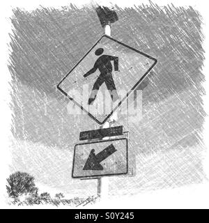 Pedestrian Crossing sign on State Road A1A at Guana River State Park, Ponte Vedra Beach, Florida, USA. Stock Photo