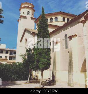 Beautiful church in a Mallorcan town square Stock Photo